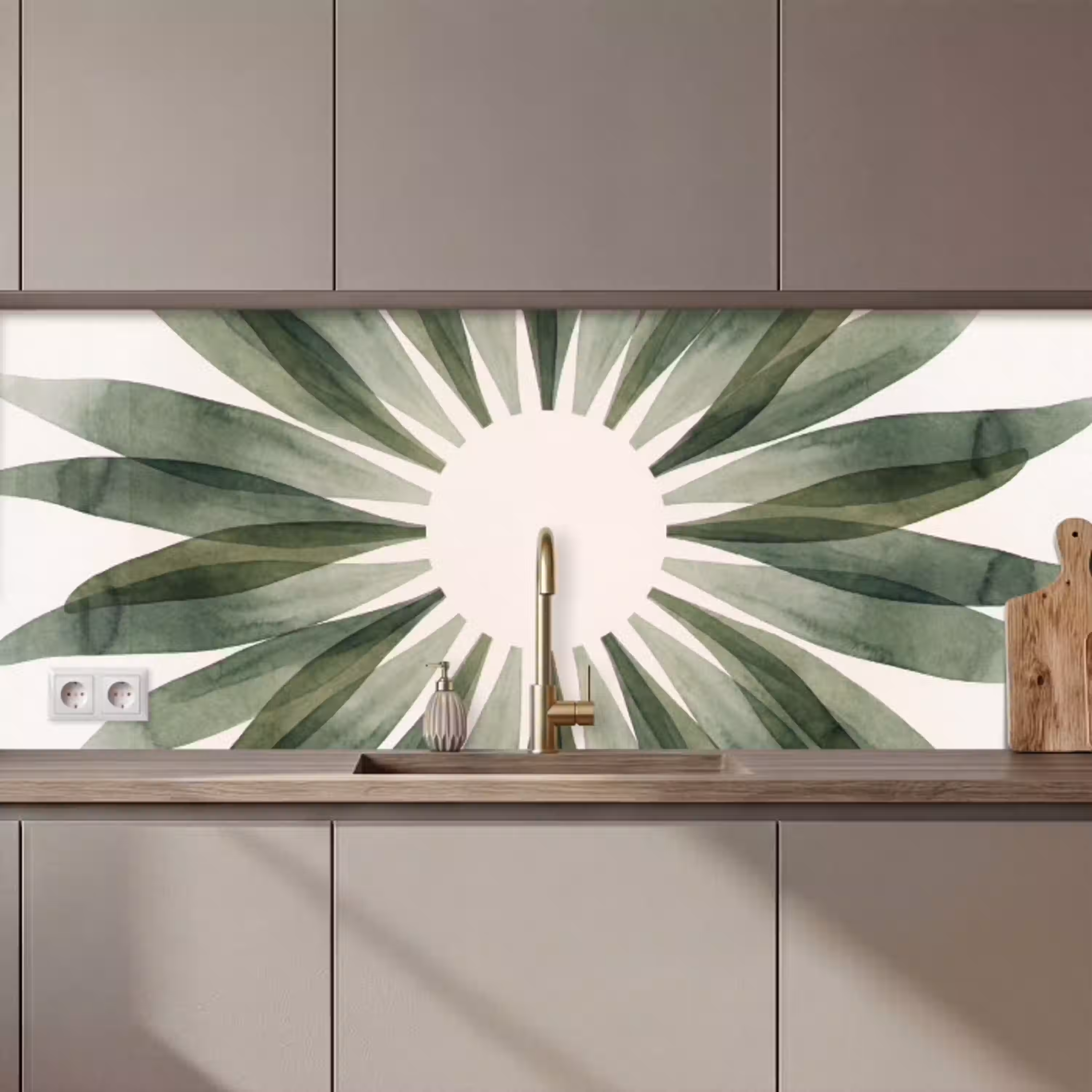 Planten - Abstract - Waterverf - Groen - Natuur keuken achterwand 2 middel zz_3dshopping