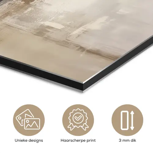 Moderne kunst - Abstract - Beige aluminium wit klein -closeup_NL