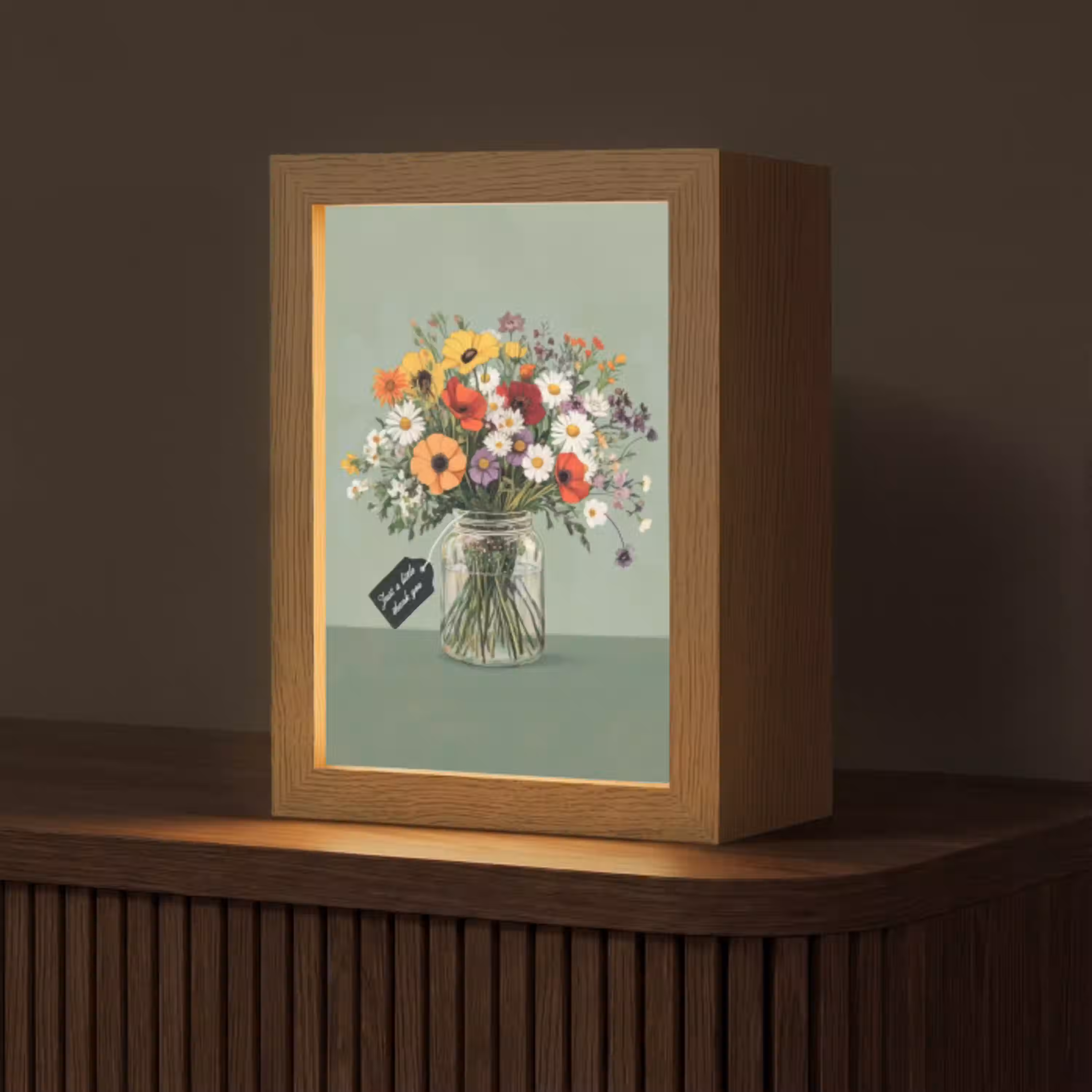 Bloemen - Vaas - Kaartje Light Box met kabel (Tafellamp) klein -z3d_website