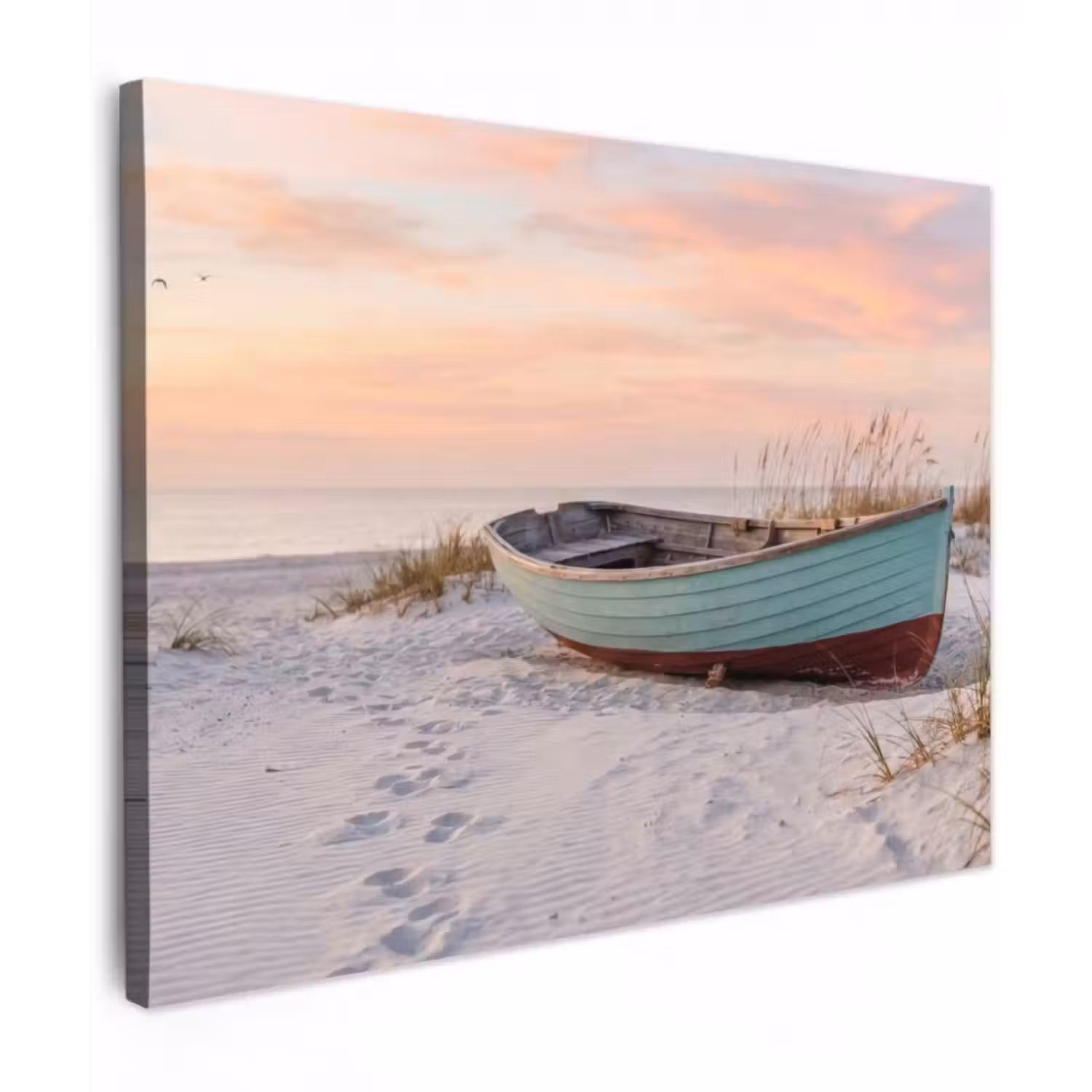 Leinwandbild - Rustikal - Ruderboot - Sandstrand