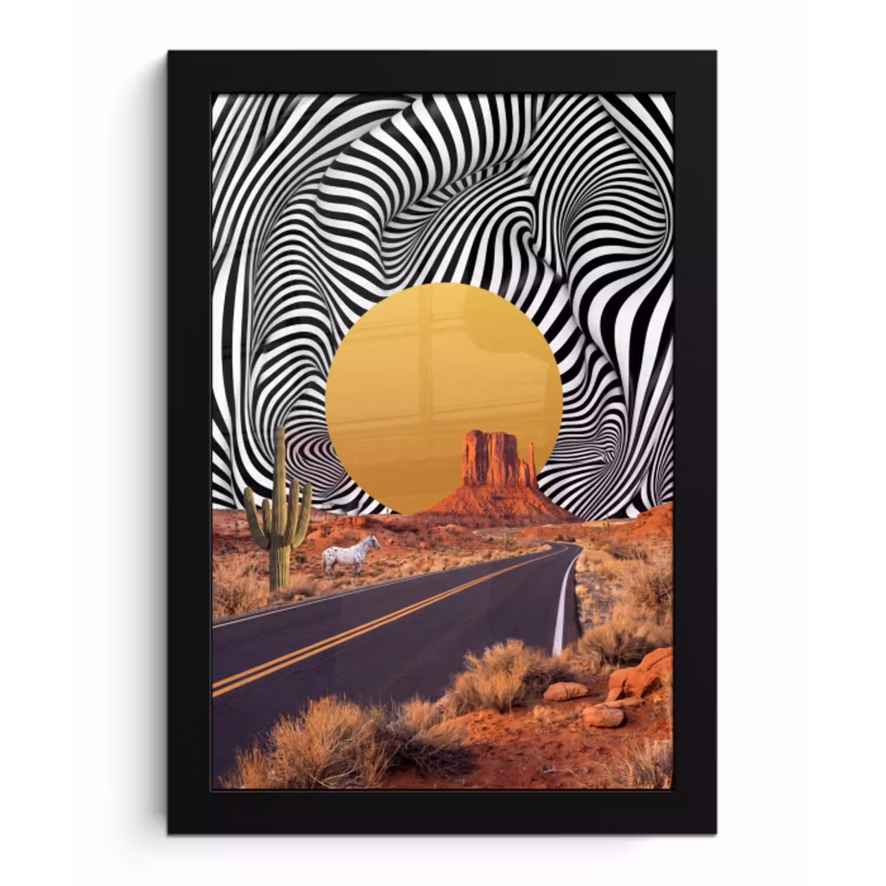 Paard - Woestijn - Natuur fotolijst zwart zonder passe partout klein -3d