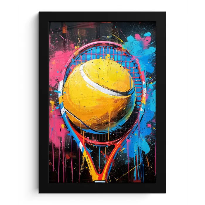 Graffiti - Tennis - Sport - Racket fotolijst zwart zonder passe partout klein -3d
