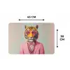 Tijger - Strik - Jasje - Roze Placemat vinyl groot -specs