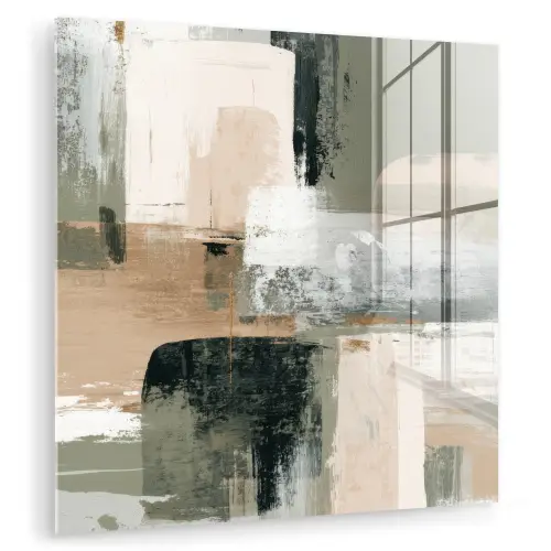 Penseelstreken - Abstract - Aardetinten plexiglas 5mm klein -zzzproduct_nieuw