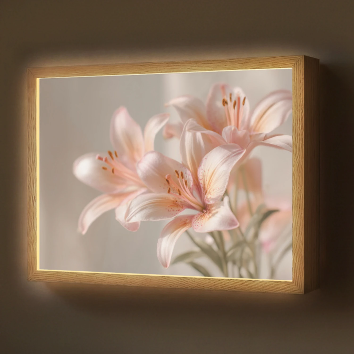 Lelies - Meeldraden - Roze - Wazig Light Box met batterij (Wandlamp) middel -z3d_website