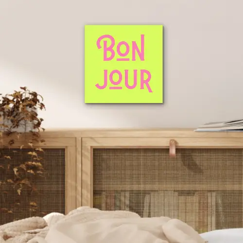 Groen - Roze bonjour - art-deco aluminium wit klein -sfeer3