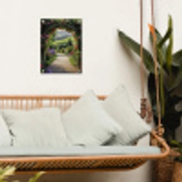 Doorkijk - Tuinboog - Bloemen - Natuur - Pad tuinposter los doek klein -sfeer7