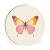Vlinder - Illustratie - Roze Wandcirkel aluminium klein -3d