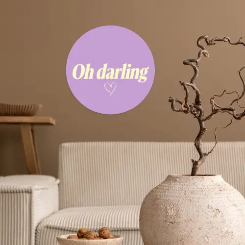 Oh darling - Hart - Paars Wandcirkel behangsticker klein -sfeer1