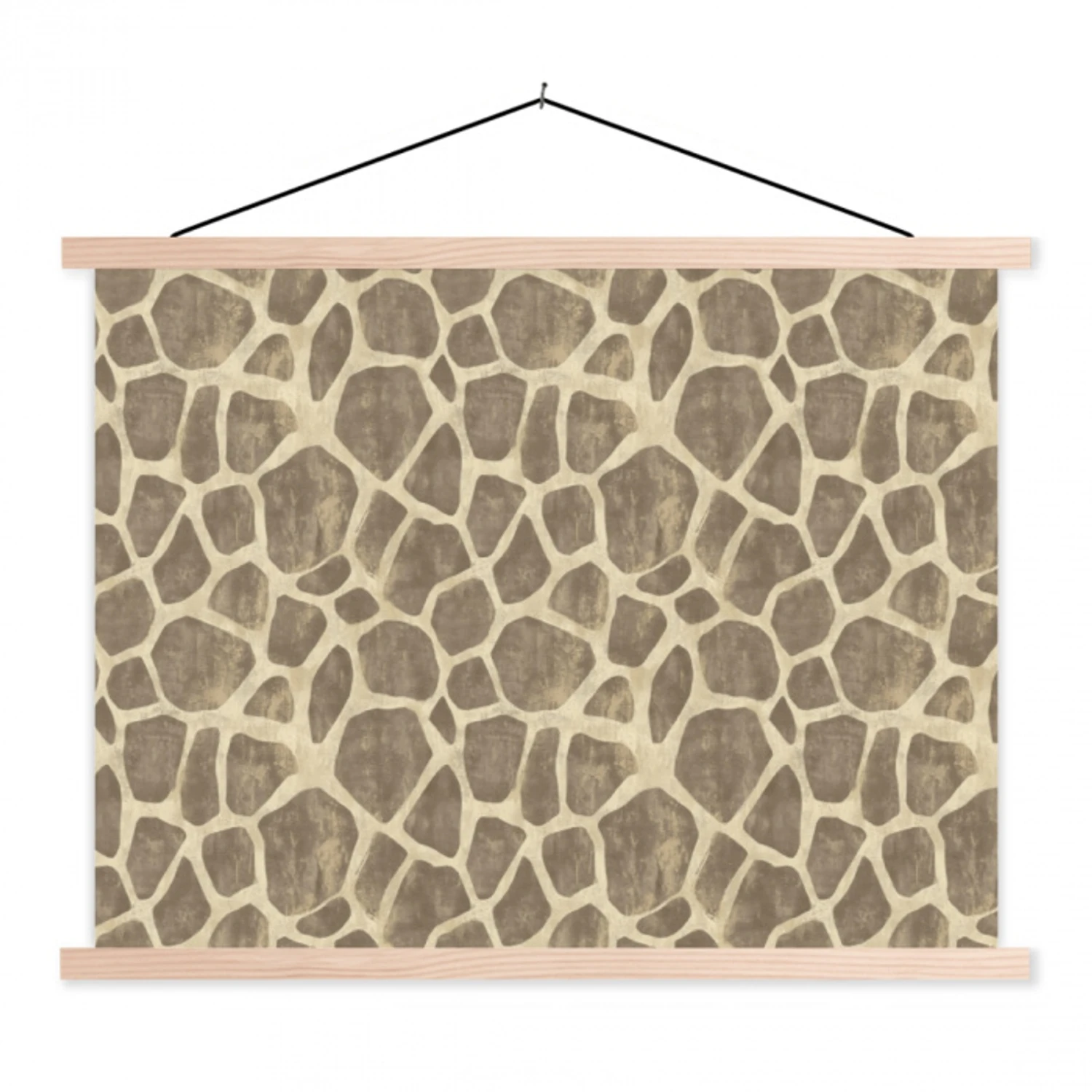Giraf - Patroon - Beige - Bruin textielposter latten blank klein 122 -3d