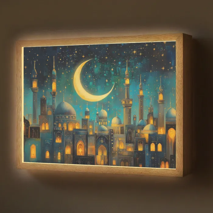 Islamitisch - Moskee - Ramadan - Islam Light Box met batterij (Wandlamp) middel -z3d_website