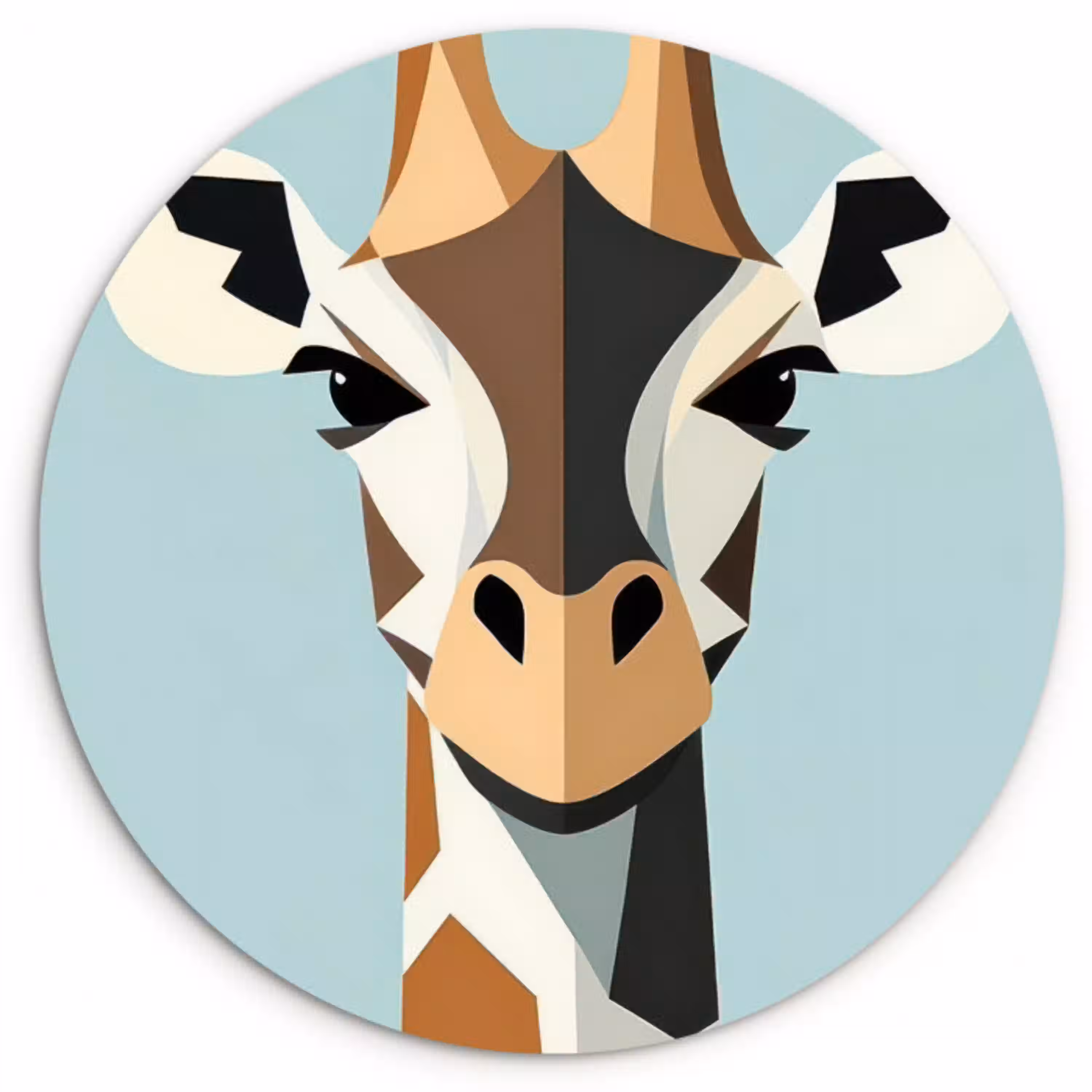 Giraffe - Illustratie - Bruin - Minimalistisch Wandcirkel kunststof plaat 5mm dik klein -3d
