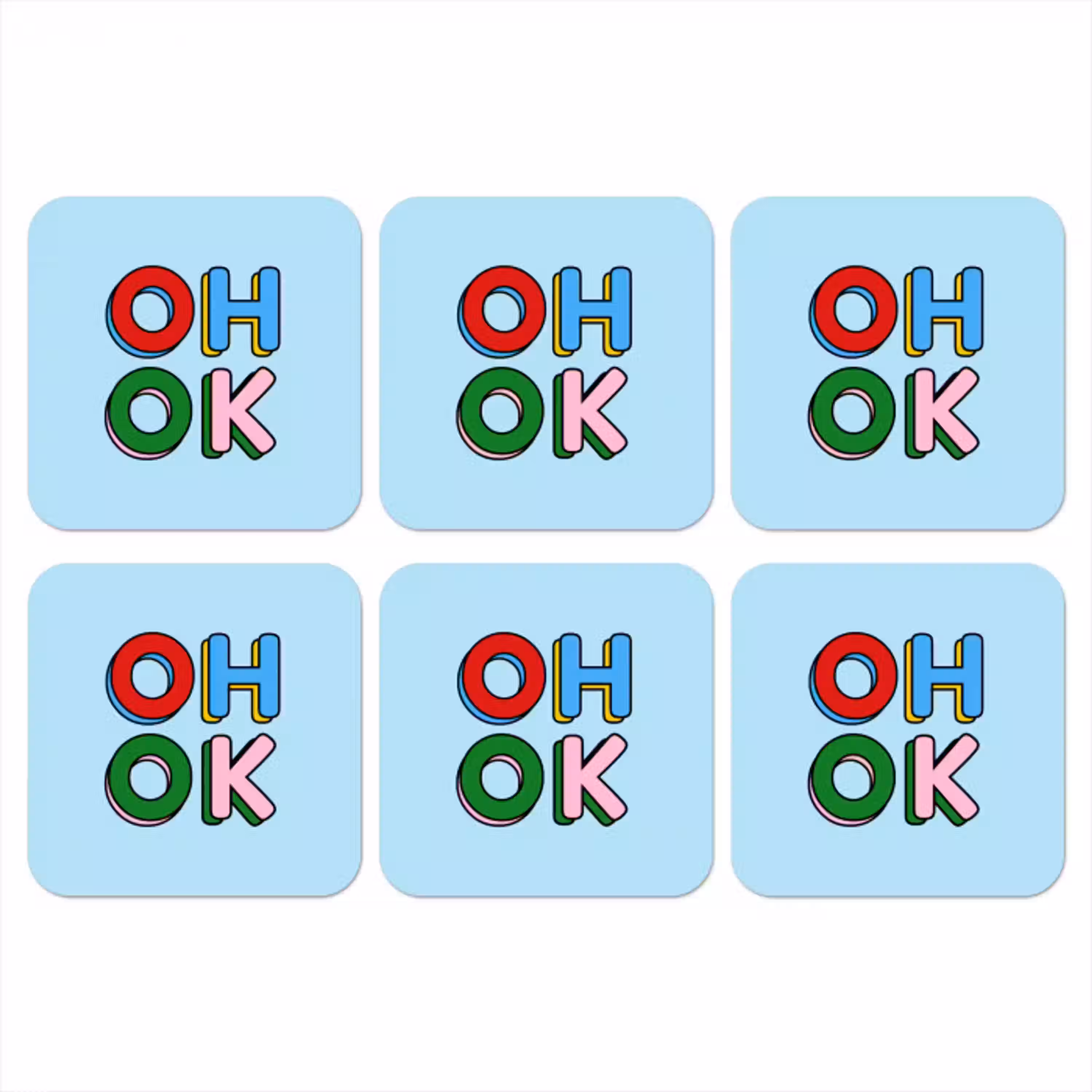Oh ok - Blauw - Kleurrijk onderzetter kurk middel -3d