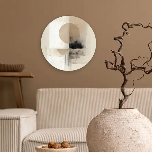 Cirkel - Compositie - Diepte - Beige Wandcirkel kunststof plaat 5mm dik klein -sfeer1
