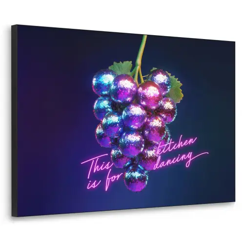 Quote - Neon - Disco - Druiven Textielframe zwart klein -3d