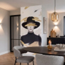 Vrouw - Portret - Modern - Goud - Kunst Behang Vlies klein -sfeer3