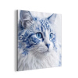 Kat - Patroon - Blauw aluminium wit klein -3d