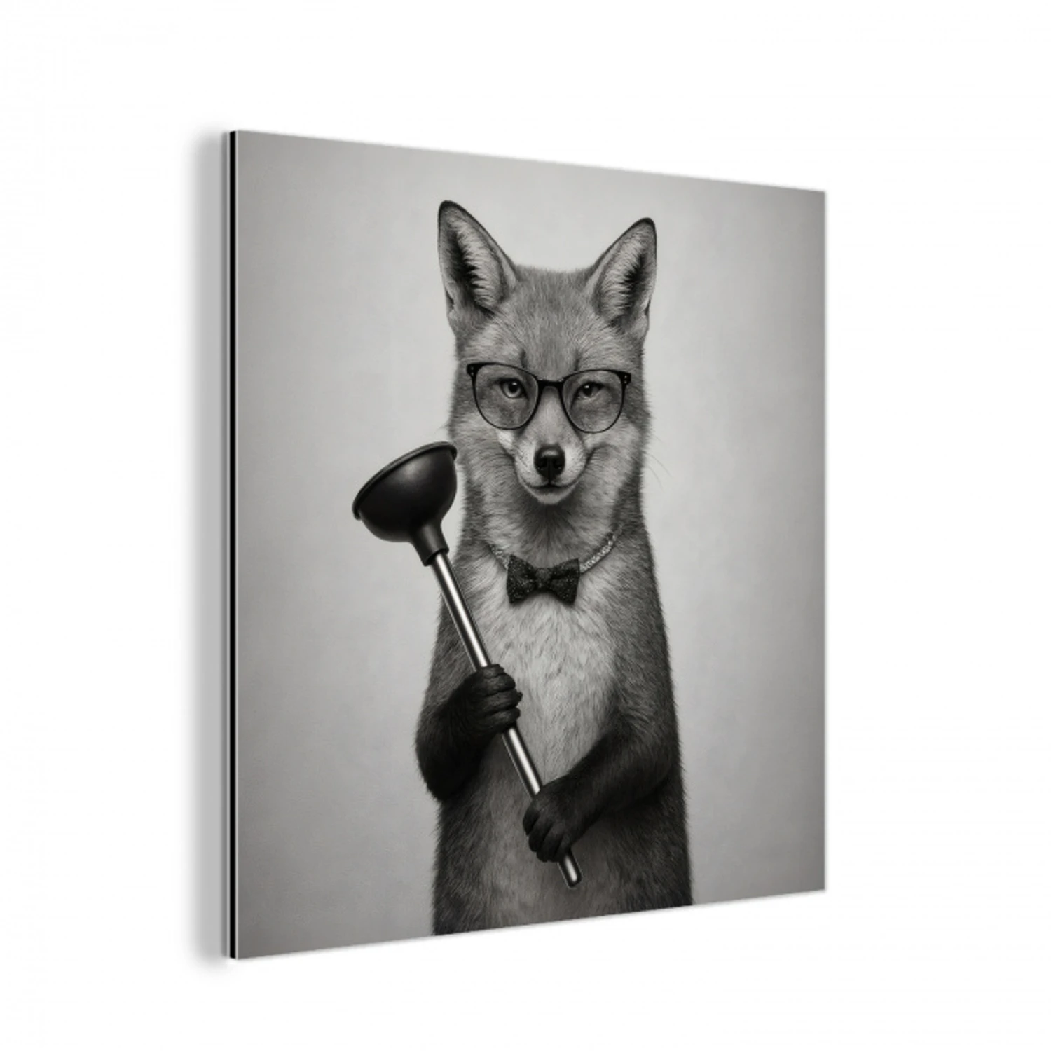 Vos - WC-ontstopper - Zwart - Wit aluminium wit klein -3d