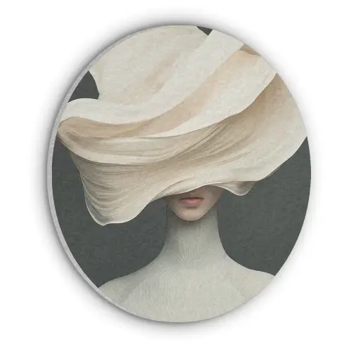 Vrouw - Beige - hoed Akoestische PET Vilt - Rond klein -3d