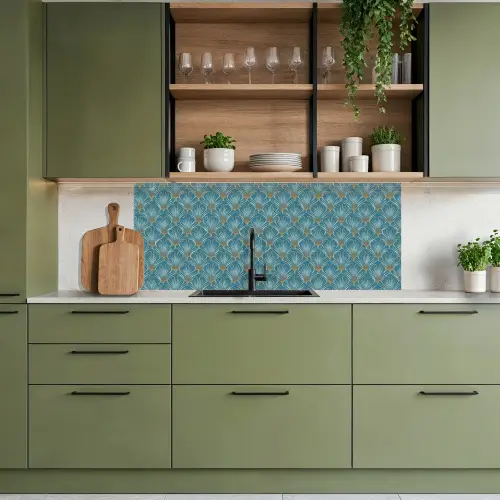 Symmetrisch - Patroon - Blauw keuken achterwand 2 middel 871 -sfeer3