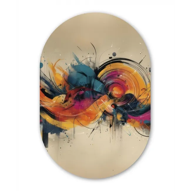 Muurovaal - Explosie - Kleurrijk - Vormen - Abstract