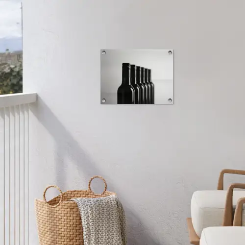 Wijnflessen - Zwart - Minimalistisch tuinposter los doek klein -sfeer8