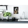Meisje met de parel - Johannes Vermeer - Peace Muursticker klein -keuken