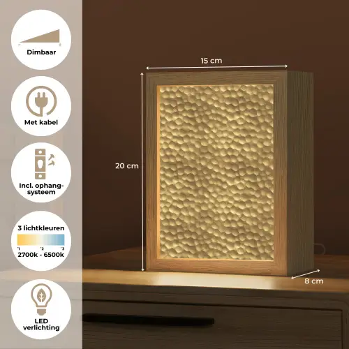 Metaal - Dynamisch - Goud Light Box met kabel (Tafellamp) klein 925 -USP_NL