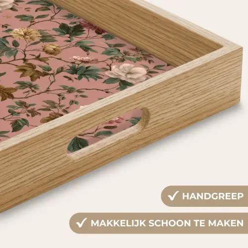 Bloemen - Klassiek - Roze Dienblad Rechthoek middel 911 -USP_HandgreepNL