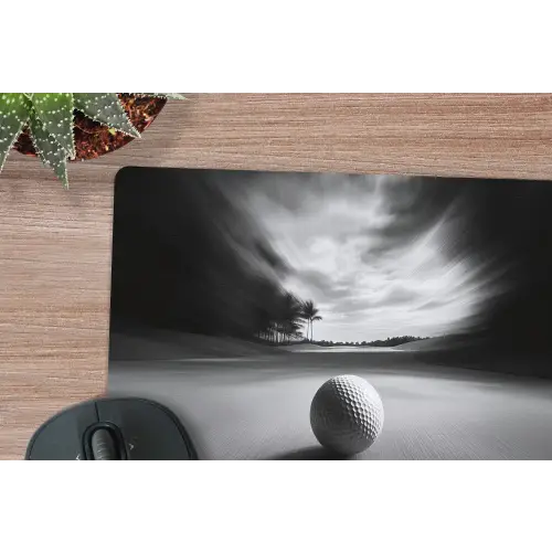 Golfbal - Wazig - Zwart muismat rubber klein -closeup
