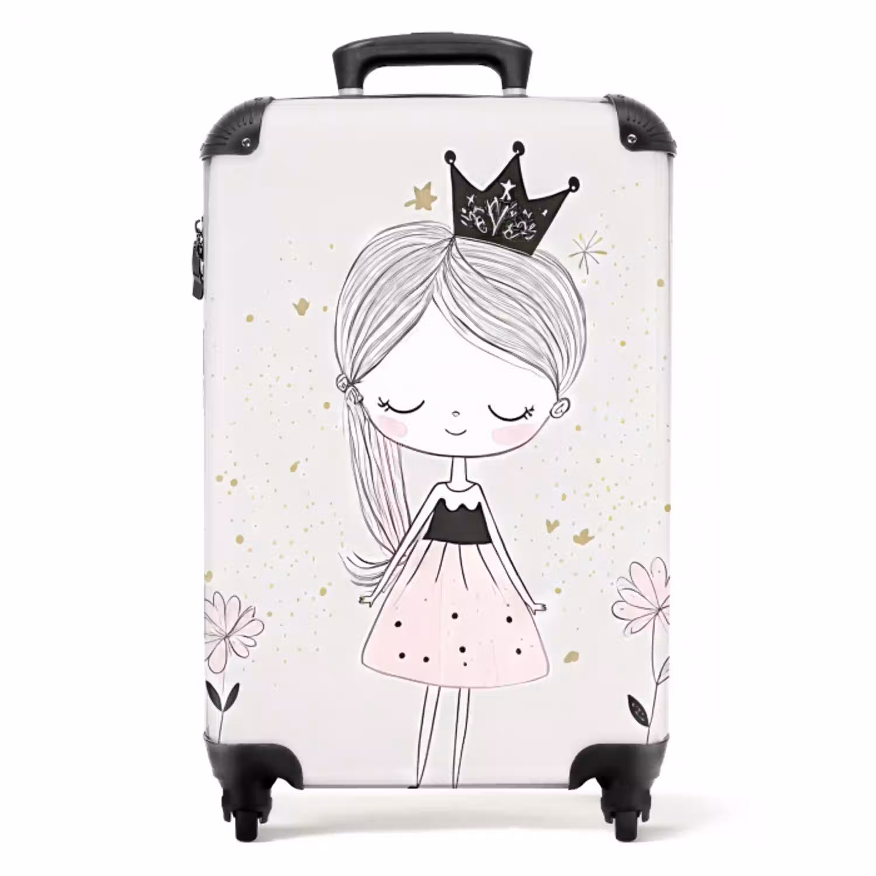 Prinses met zwart jurkje NBS - Handbagage koffer - Unisex middel -productfoto_recht