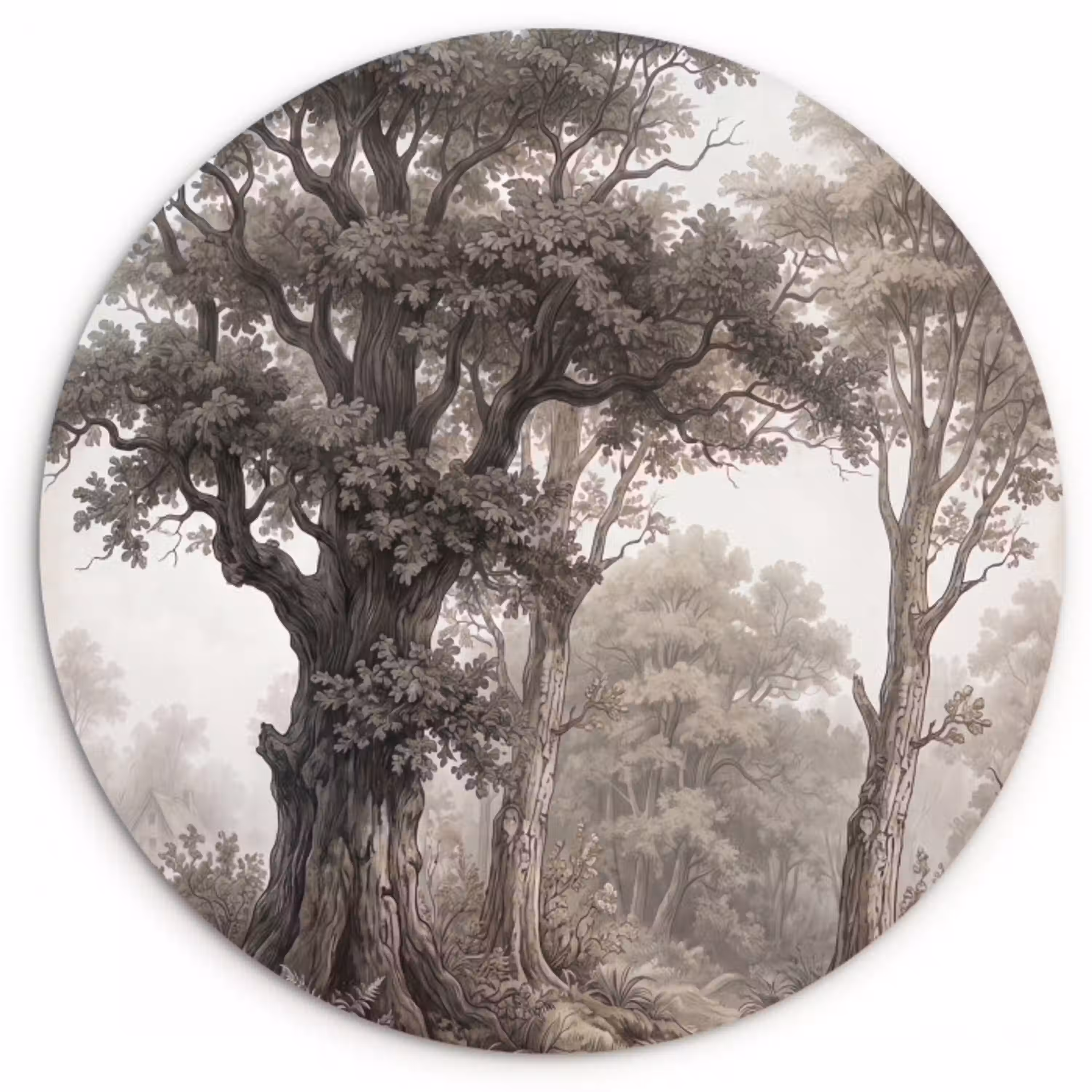 Natuur - Bos - Eik Wandcirkel kunststof plaat 5mm dik klein -3d