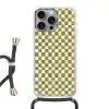 Schaak - Patroon - Groen Hoesje iPhone 16 Pro Max met koord klein 804 -3d