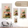 Boeken - Stapel - Bloemen - Kleurrijk tuinposter los doek klein -Xsfeer9_DE