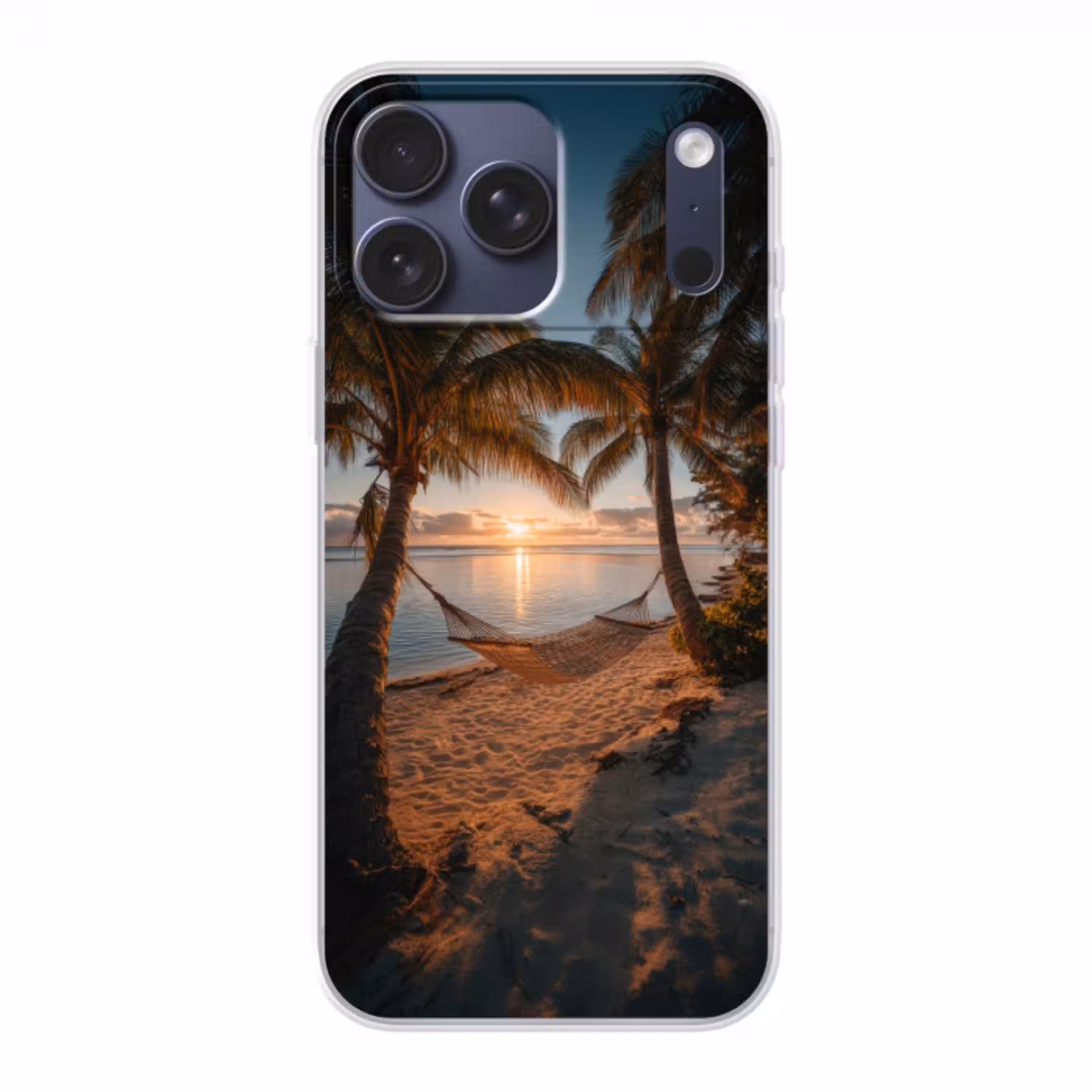 Palmbomen - Hangmat - Strand - Zonsondergang Telefoonhoesje iPhone 17 Pro Max klein -3d