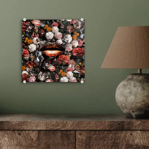 Lippen - Bloemen - Verf - Oranje - Kunst - Abstract - Oude meesters plexiglas 5mm klein -sfeer3