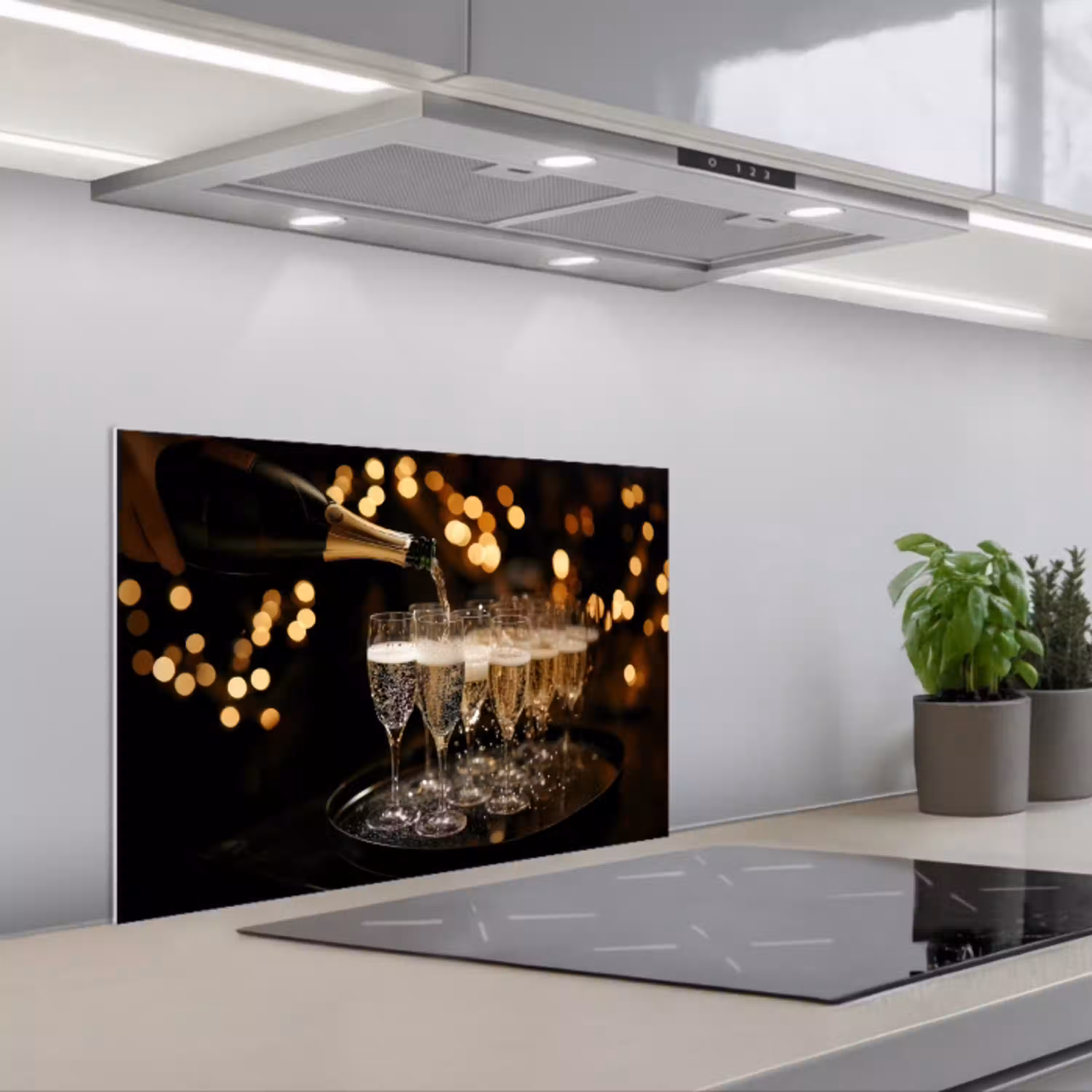 Lichtjes - Champagne - Dienblad - Glazen keuken achterwand spatscherm klein -3d_schuin