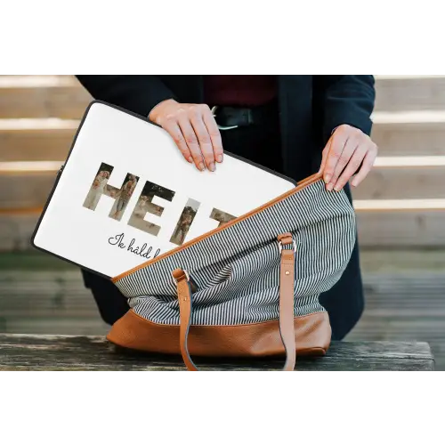 Heit - Lettercollage laptophoes neopreen klein -tas