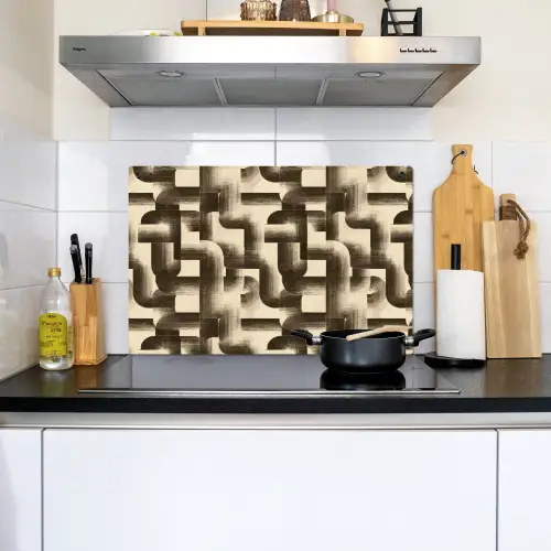 Abstract - Retro - Zwart Inductie beschemer met haakjes klein 777 -sfeer2