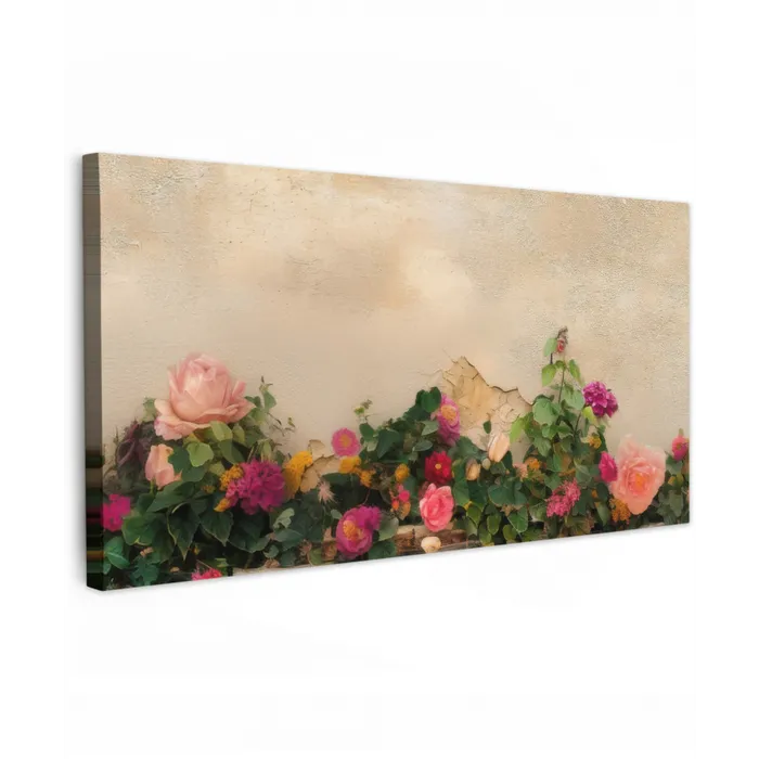 Rozen - Muur - Vintage Tuinposter op houten frame 2 cm dik xxl -3d