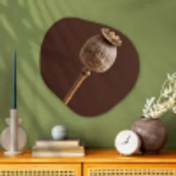 Papaverbol - Droogbloem - Bruin - Minimalistisch Wandcirkel Organisch Aluminium middel -sfeer2
