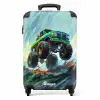 Groene Monstertruck met Penseelstreken NBS - Handbagage koffer - Unisex middel -productfoto_recht