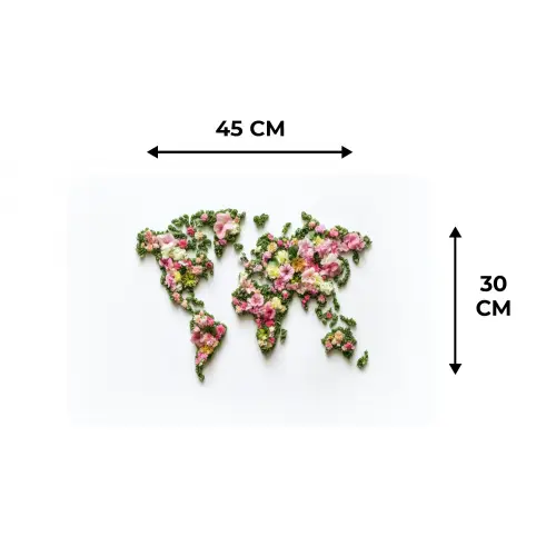 Wereldkaart - Kleurrijk - Bloemen - Lente Placemat vinyl groot -specs