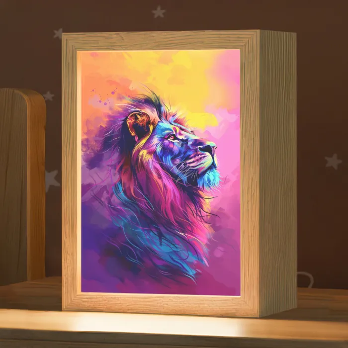 Leeuw - Verf- Kleuren - Dier Light Box met kabel klein -zzz_3d_website