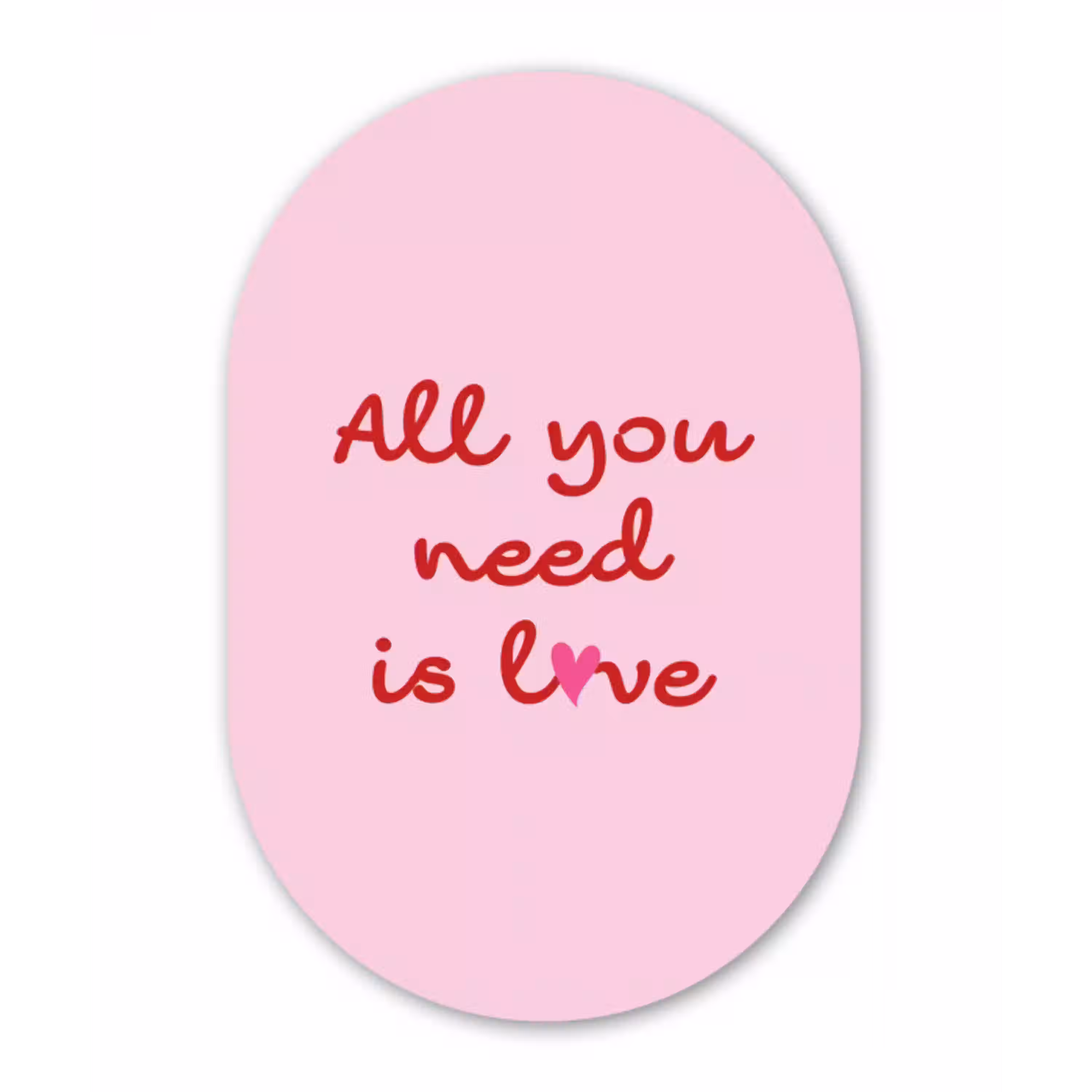 Tekst - Roze - Love - Hart Wandcirkel Ovaal Glas middel -3d