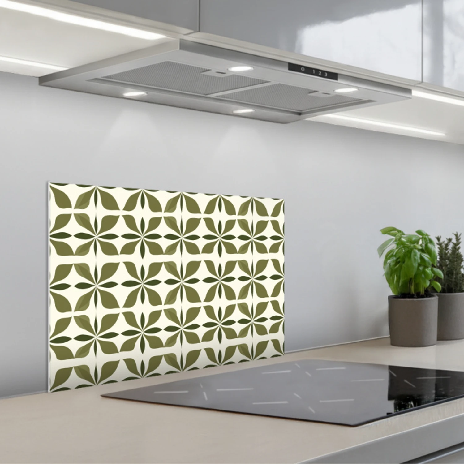 Kitchen splashback for hob - Botanical - Retro - Green | Kitchenyeah.co.uk