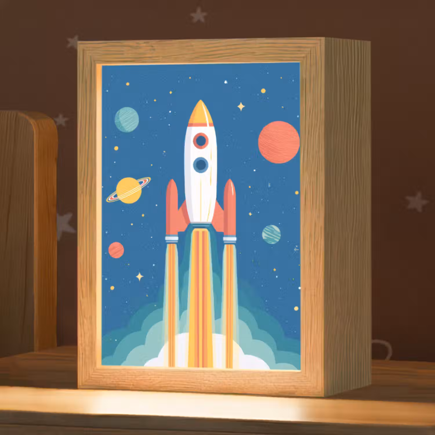 Nachtlicht Kinder - Rakete - Planeten - Weltraum