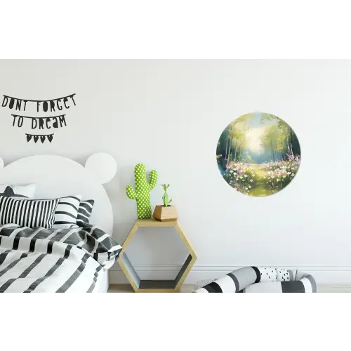 Bos - Schilderstijl - Kleurrijk Wandcirkel aluminium klein -kinderkamer