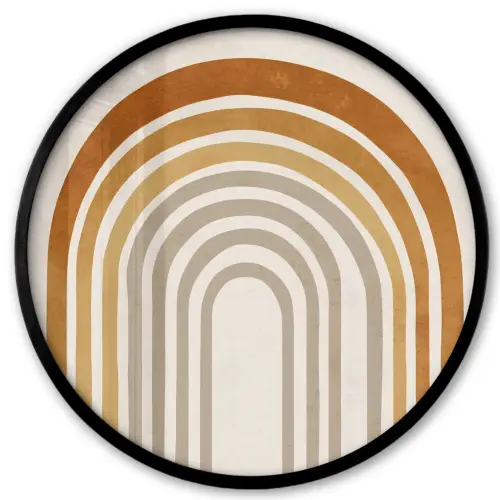 Minimalistisch - Boog - Lijnen - Beige Fotolijst rond zonder passe partout klein -3d