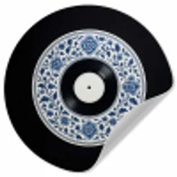 Vinyl - LP - Delfts Blauw - Muziek Wandcirkel behangsticker klein -3d